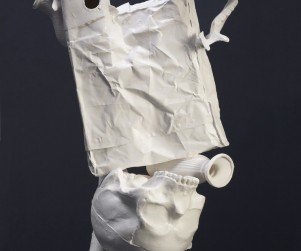 Fuddling Maneuver: Rod Bamford : 2011: Bone China, Clay waste: 290 x 200 x 480 mm: Photograph Ian Hobbs.